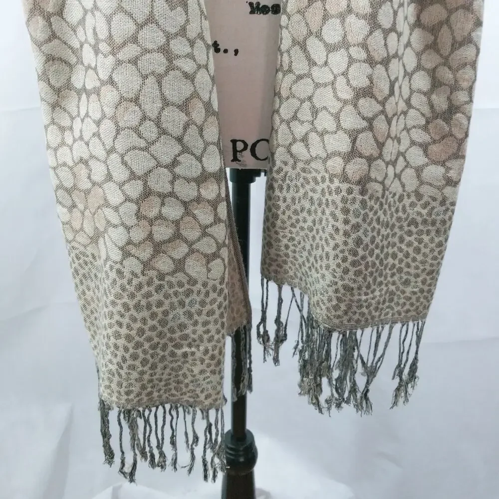 Cheetah Print Scarf Wrap Fringe Hem
